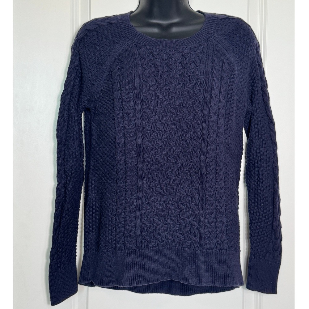Gap Navy Blue Cable Knit Crew Neck Long Sleeve Sweater‎ Women's Size S